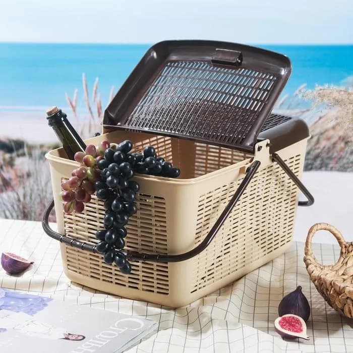 Корзина для пикника 450х300х240, светло- коричневая - 1
