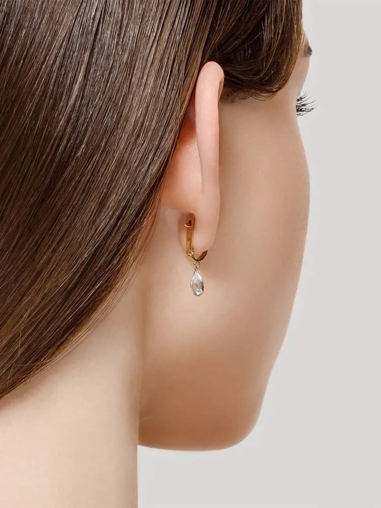 Серьги длинные золотые женские 585 пробы SOKOLOV, с камнями топазами - 3