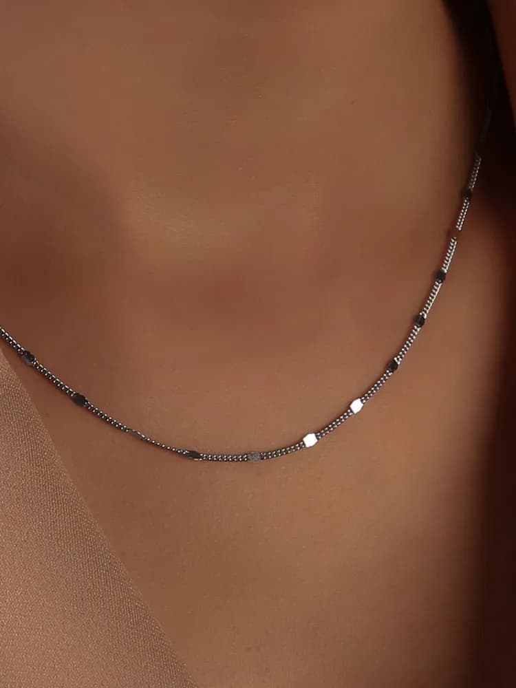 Цепочка на шею женская серебро 925 проба родированная - 3