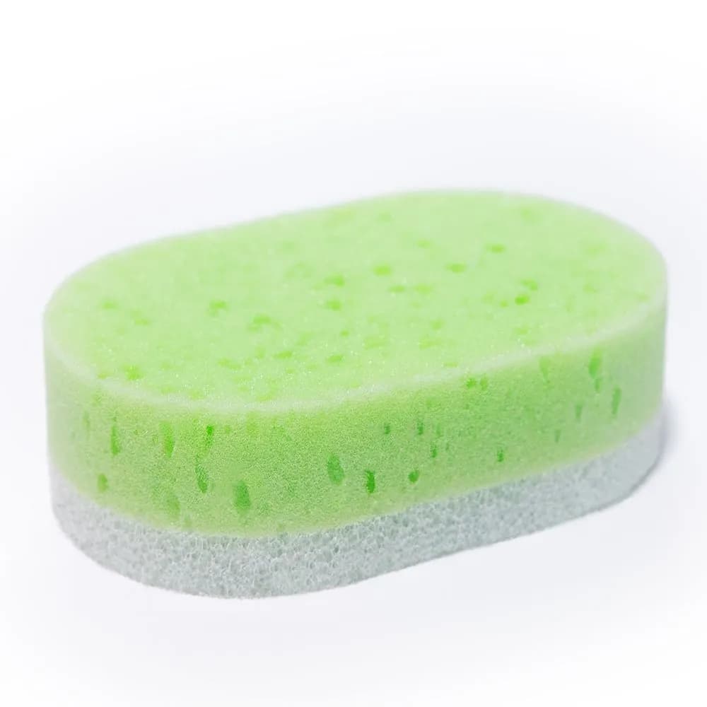 Мочалка для тела "Удовольствие" массажная / губка для тела, для душа (зеленая) - 2