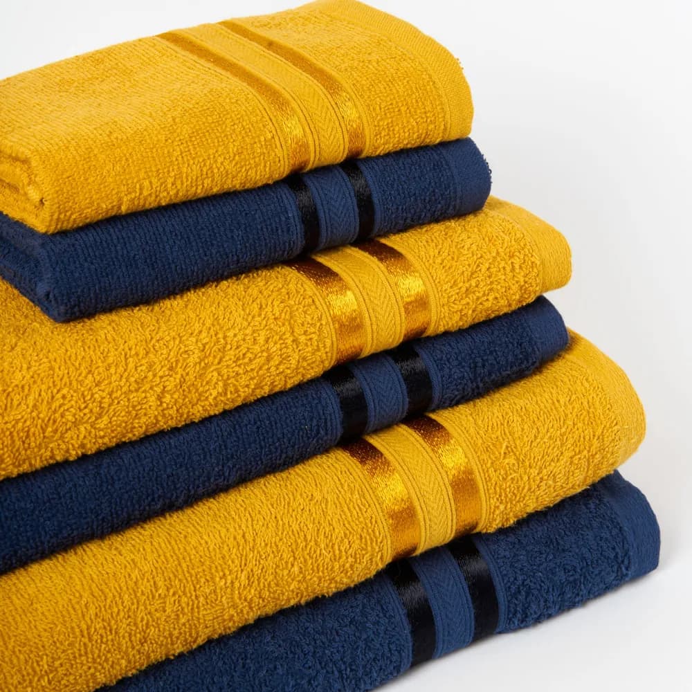 KADRIYA HOME Полотенце банное, Хлопок, 30x50, 50x80, 70x130 см, синий, горчичный, 6 шт. - 2