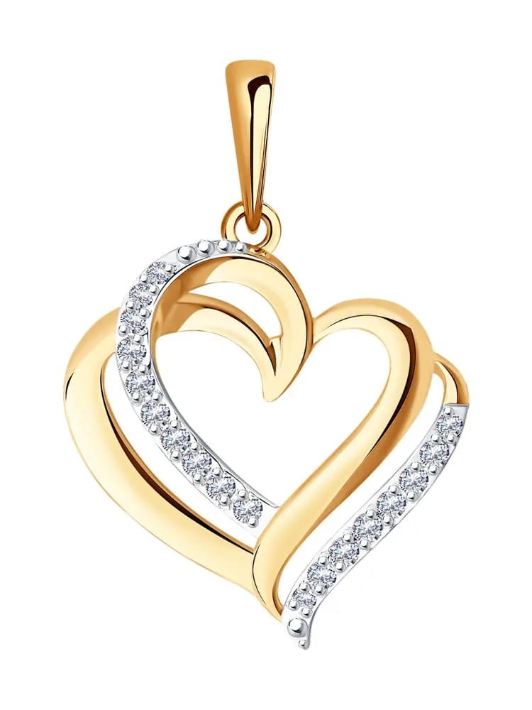 Кулон сердце с фианитом - 2