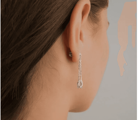 Серьги с фианитами винтовой замок длинные серебро 925 пробы - 3