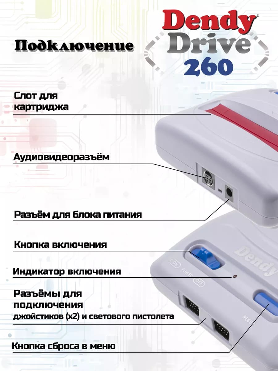 Игровая приставка Денди 260 игр 8-bit детям для двоих - 3