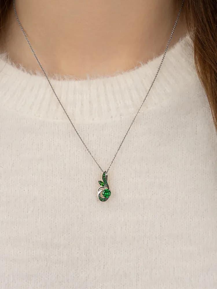 Украшение из серебра с вставкой камня изумруд - 4