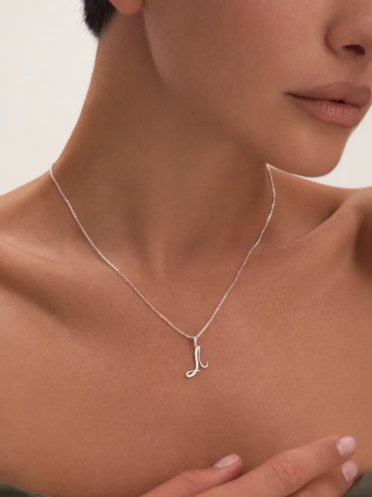 Подвеска на шею серебро 925 буква Л - 2