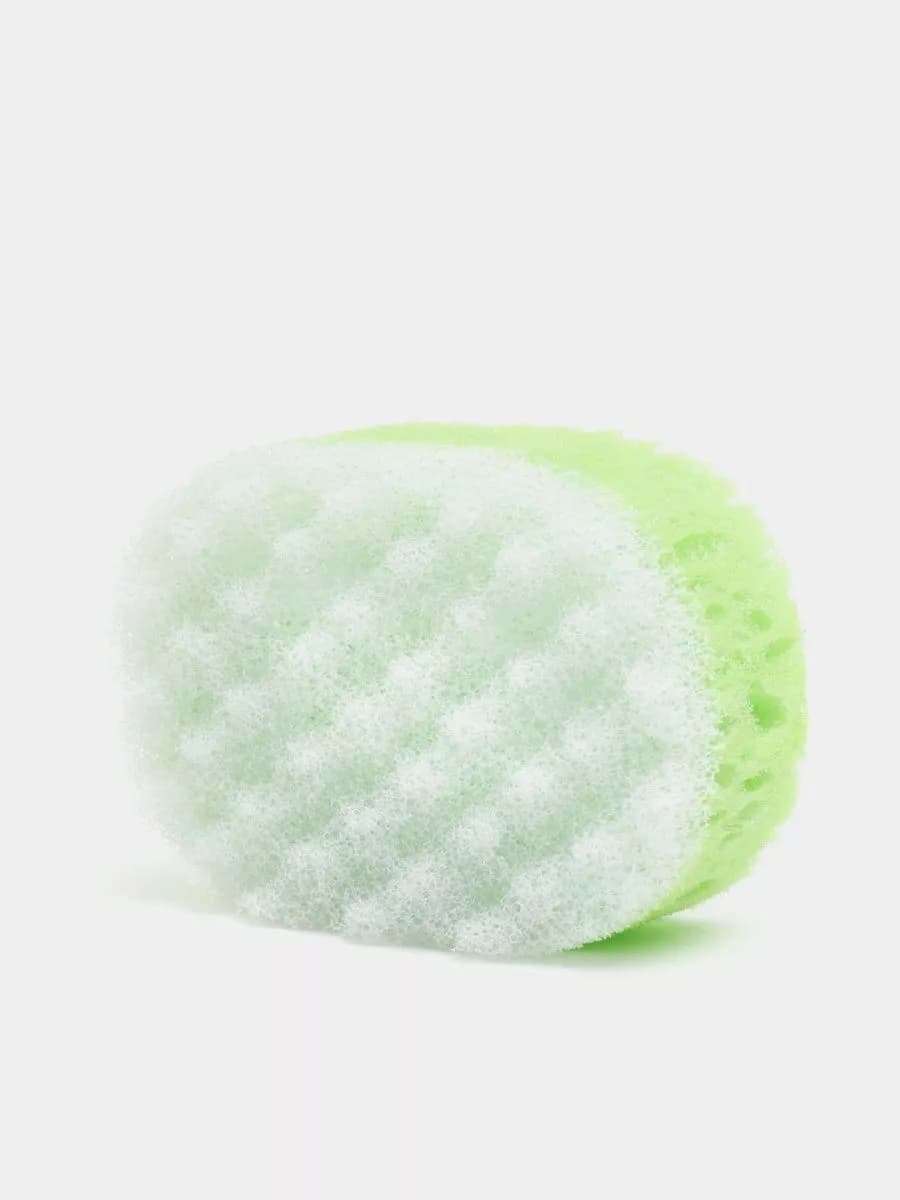 Мочалка для тела "Удовольствие" массажная / губка для тела, для душа (зеленая) - 3