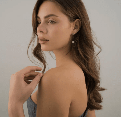 Серьги с фианитами винтовой замок длинные серебро 925 пробы - 2