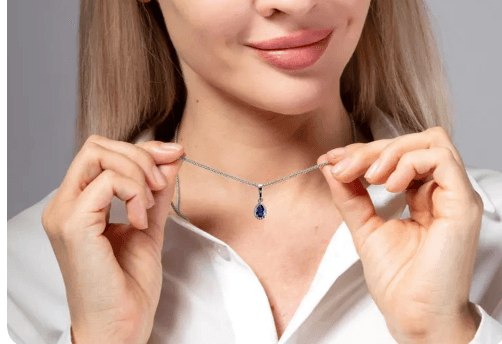 Ювелирная подвеска с искусственным сапфиром и фианитами серебро 925 - 3