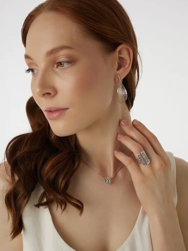 Серьги длинные серебро 925 - 2