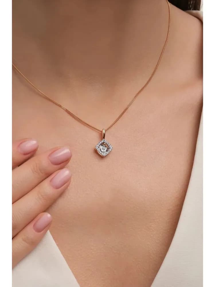 Подвеска на шею женская золото 585 пробы с танцующими бриллиантами - 1