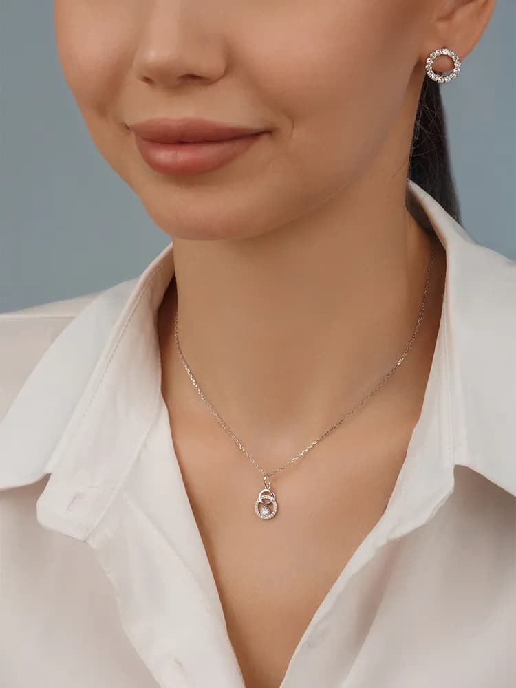 Подвеска женская серебро с фианитом - 3