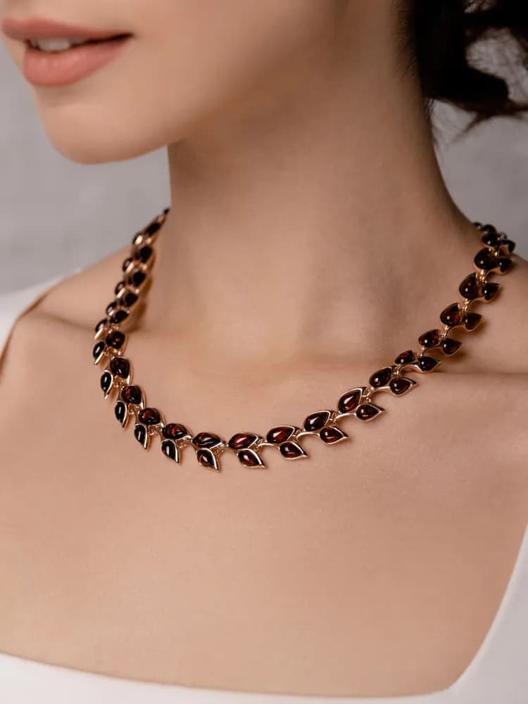 Комплект из серебра 925 пробы с янтарем - 1