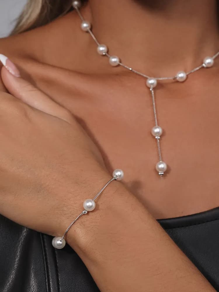 Комплект колье на шею, браслет и серьги - 3