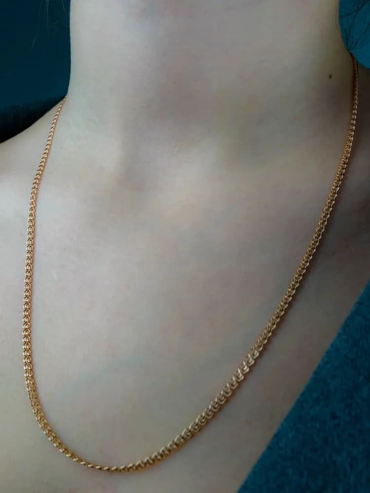 Цепочка золотая женская, красное золото 585, плетение "Лав" - 1